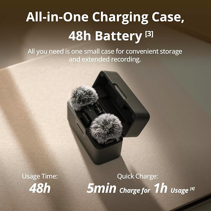 DJI Mic Mini 2 wireless microphone system with transmitters and USB-C charging case