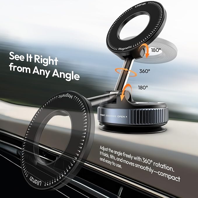 Ulanzi SK-25 Phone Suction Cup Holder car window mount with dual ball arm.