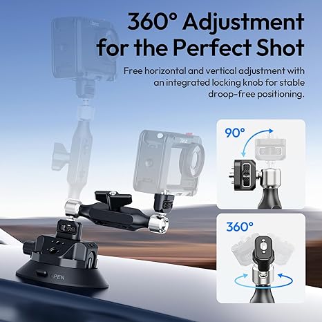 TB15 Suction cup mount + Magic arm pro heavy duty camera car rig set.