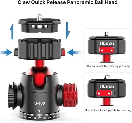 Ulanzi Claw U100 Ballhead quick release panoramic camera mount.