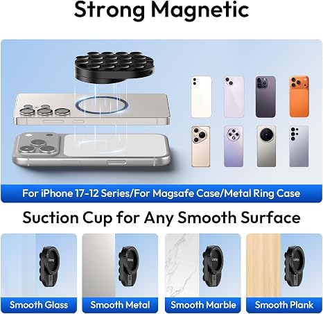 Ulanzi MA39 Maglock Small Suction Cup Bracket magnetic phone mount with suction pad array.