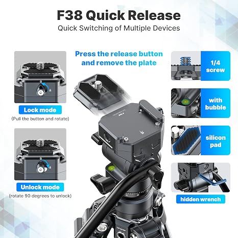 Ulanzi Video Fast Carbon Fibre Heavy-duty Tripod with fluid head for professional cinema cameras.