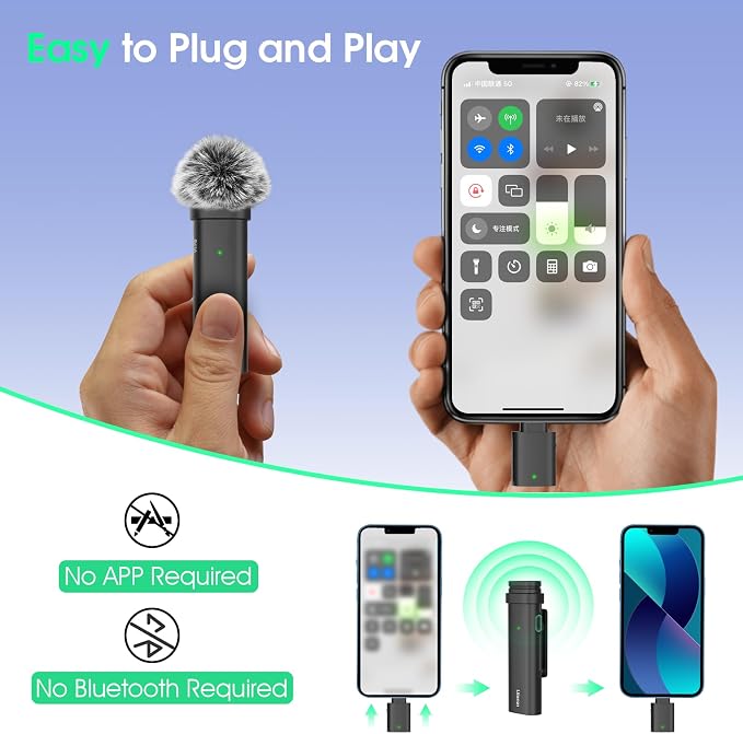 Ulanzi WM-10 Type C / iPhone Wireless Mic clip-on lavalier microphone system.