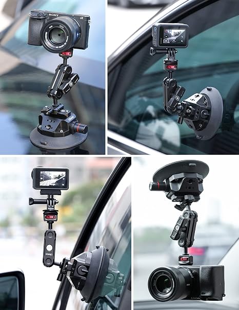 Ulanzi SC-02 Suction Cup Mount 4.5 inch camera holder with vacuum pump plunger.