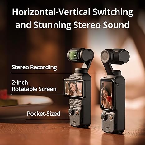 DJI Osmo Pocket 3 Creator Combo vlogging camera with wireless mic, wide angle lens, and battery handle