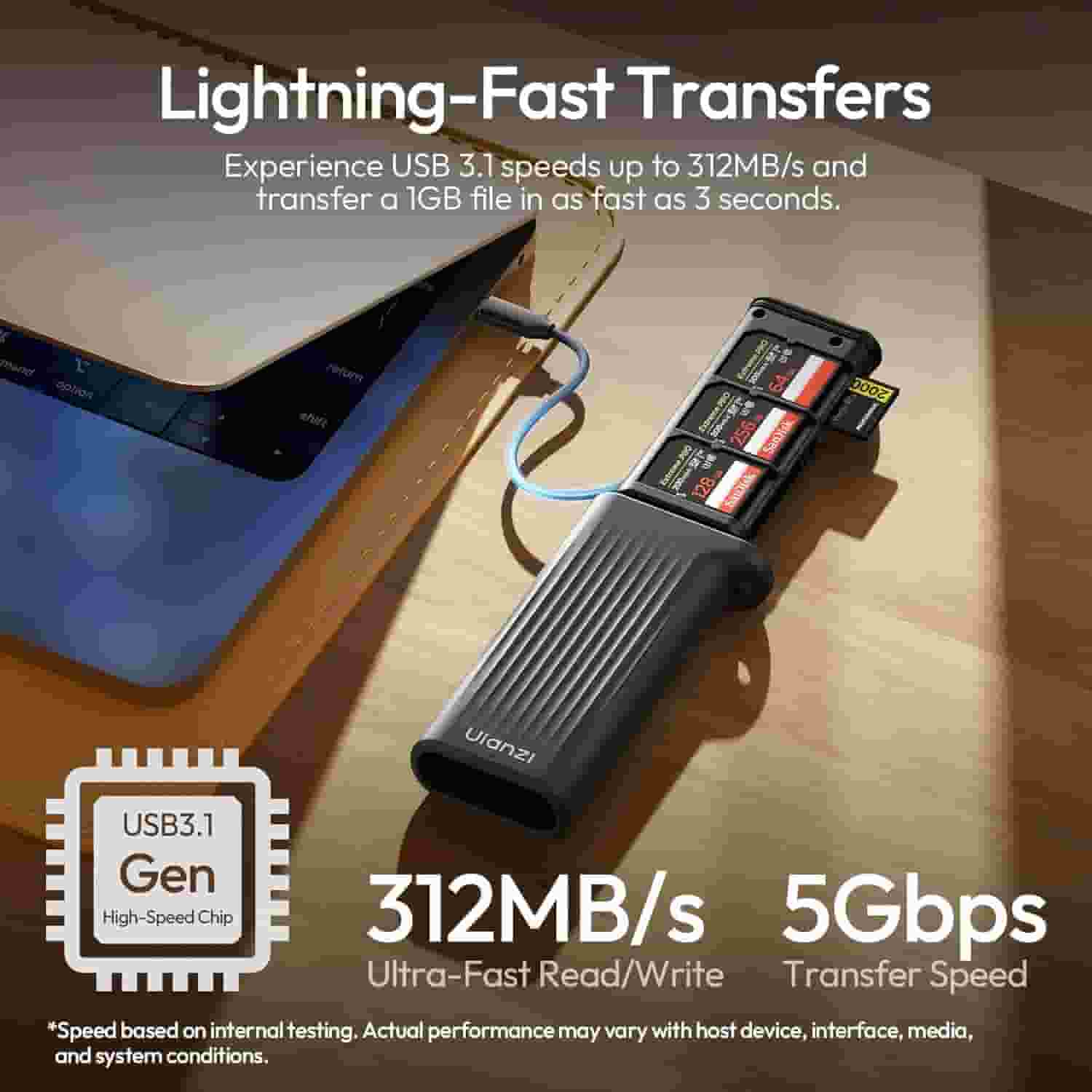 Ulanzi CR2 All-in-One Card Case Black with memory cards and USB-C cable in Lagos Nigeria