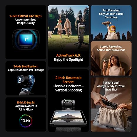 DJI Osmo Pocket 3 Creator Combo vlogging camera with wireless mic, wide angle lens, and battery handle