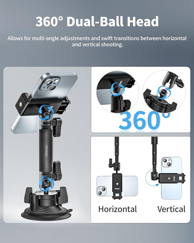 Ulanzi ZJ01 Suction Mount phone holder with lever-lock vacuum suction base.