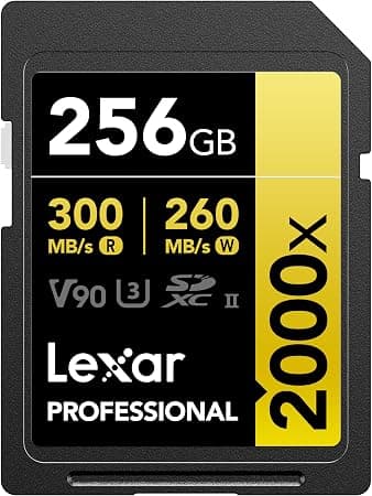 Lexar 256GB V90 SD Card Nigeria loaded inside a professional cinema camera slot in Lagos