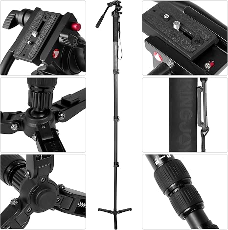 Kingjoy professional aluminum camera tripod monopod combo with 360 degree panoramic ball head