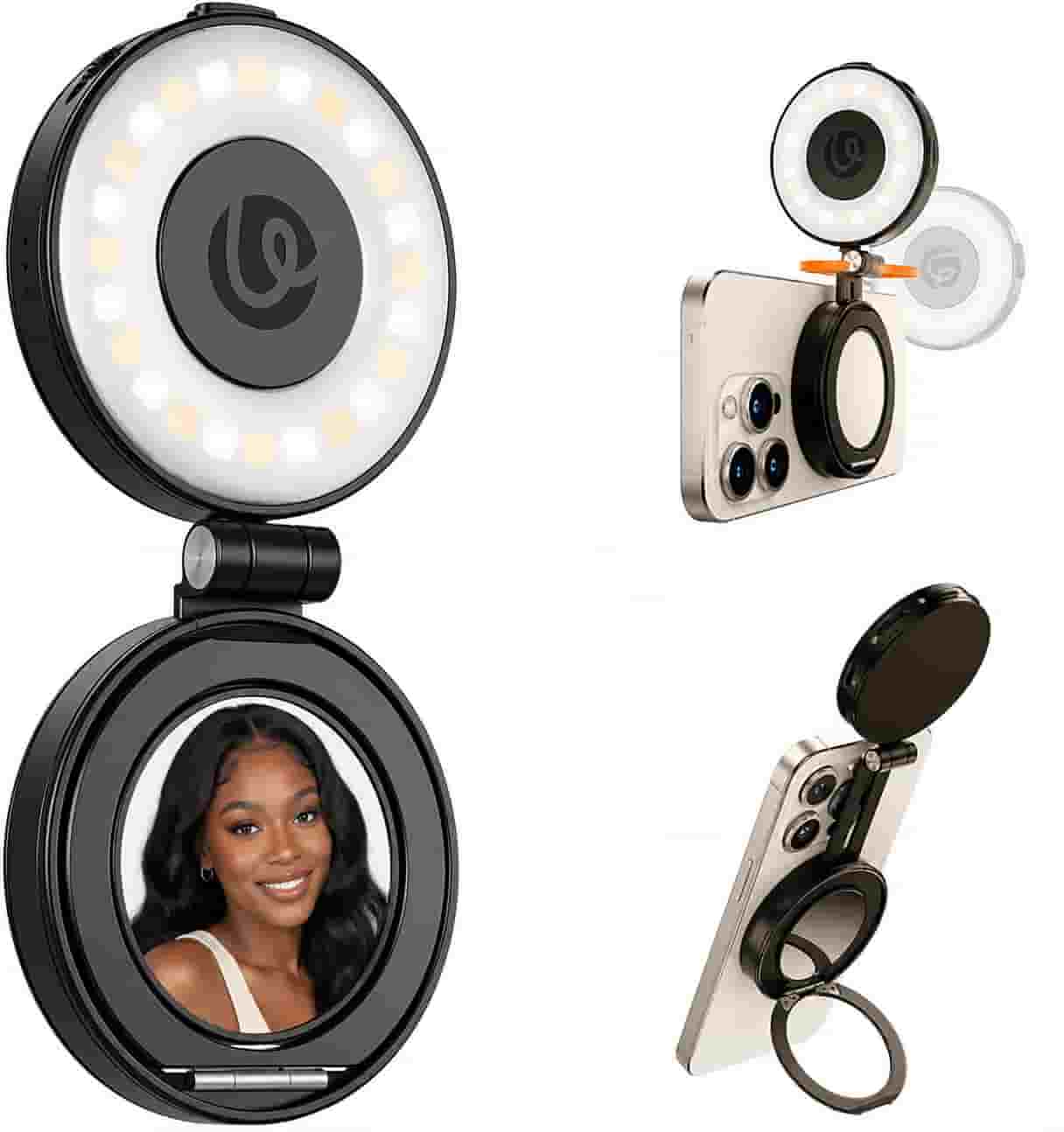 Ulanzi LM23 Mobile Phone Magnetic Fill Light 2nd Gen attached to iPhone for vlogging in Nigeria