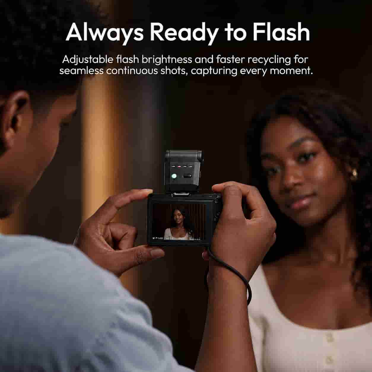 Ulanzi SL03 Spark Lite Camera Flash Black mounted on mirrorless camera in Nigeria