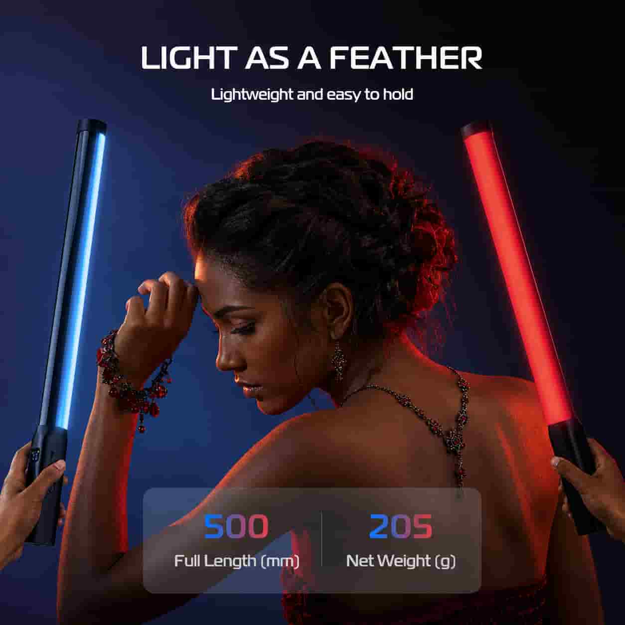 Ulanzi VL119 Handheld RGB Tube Light Wand held by content creator in Nigeria