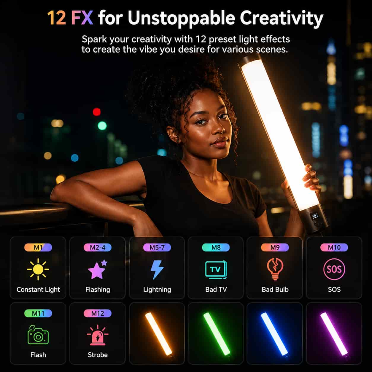 Ulanzi UA12W Airtube Light inflated displaying soft white 5600K daylight lighting.