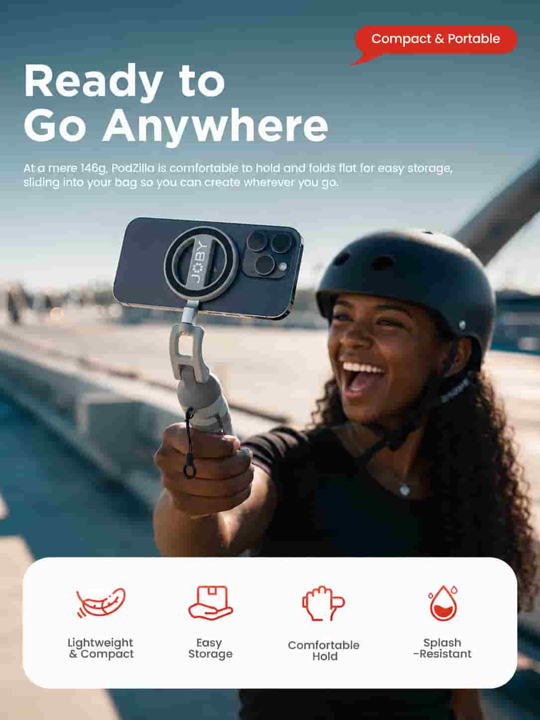 JOBY PZ01 Podzilla Octopus Suction Tripod Grey holding an iPhone in Lagos Nigeria