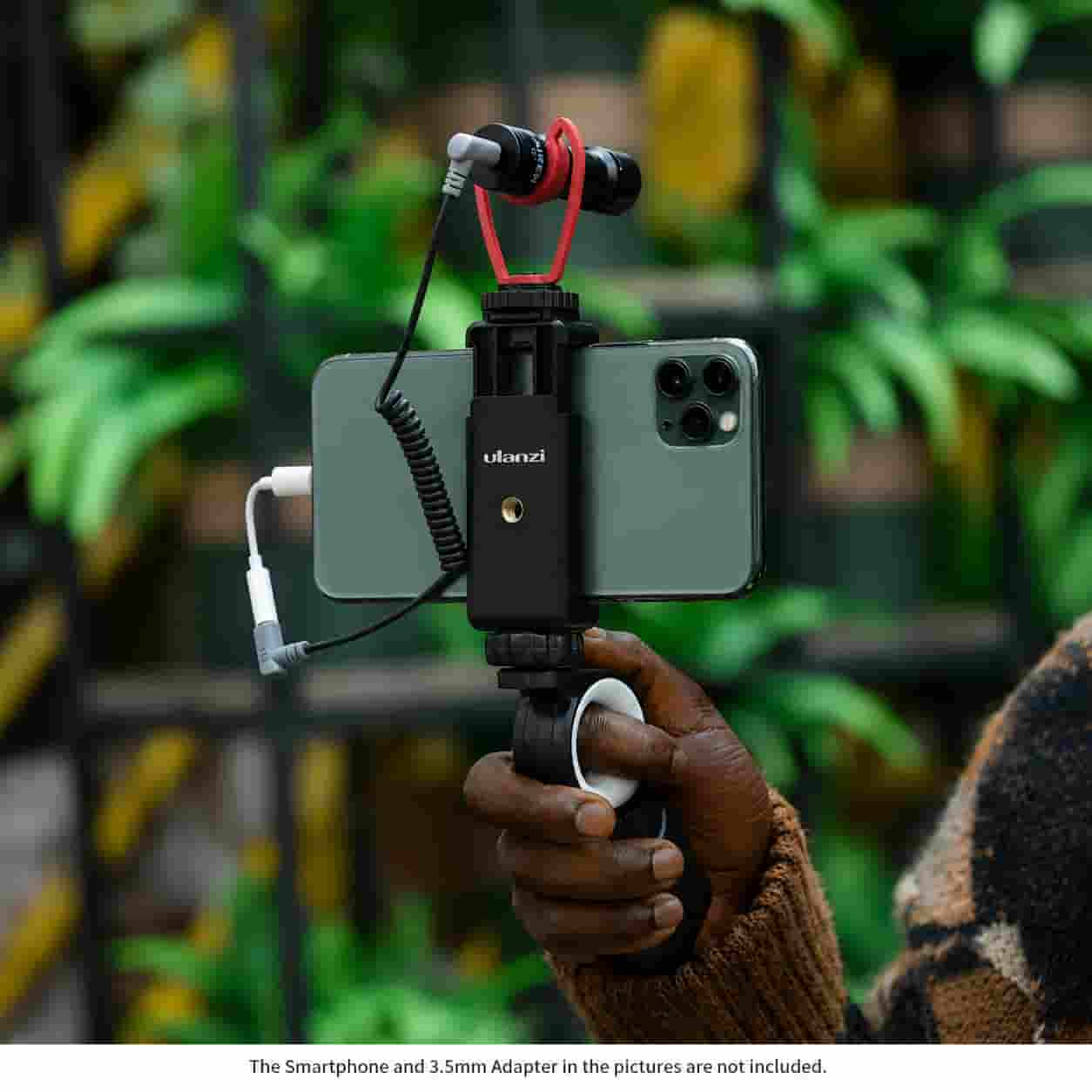 Ulanzi ST-07 Phone Tripod Mount with Cold Shoe Mount holding a smartphone in Lagos Nigeria