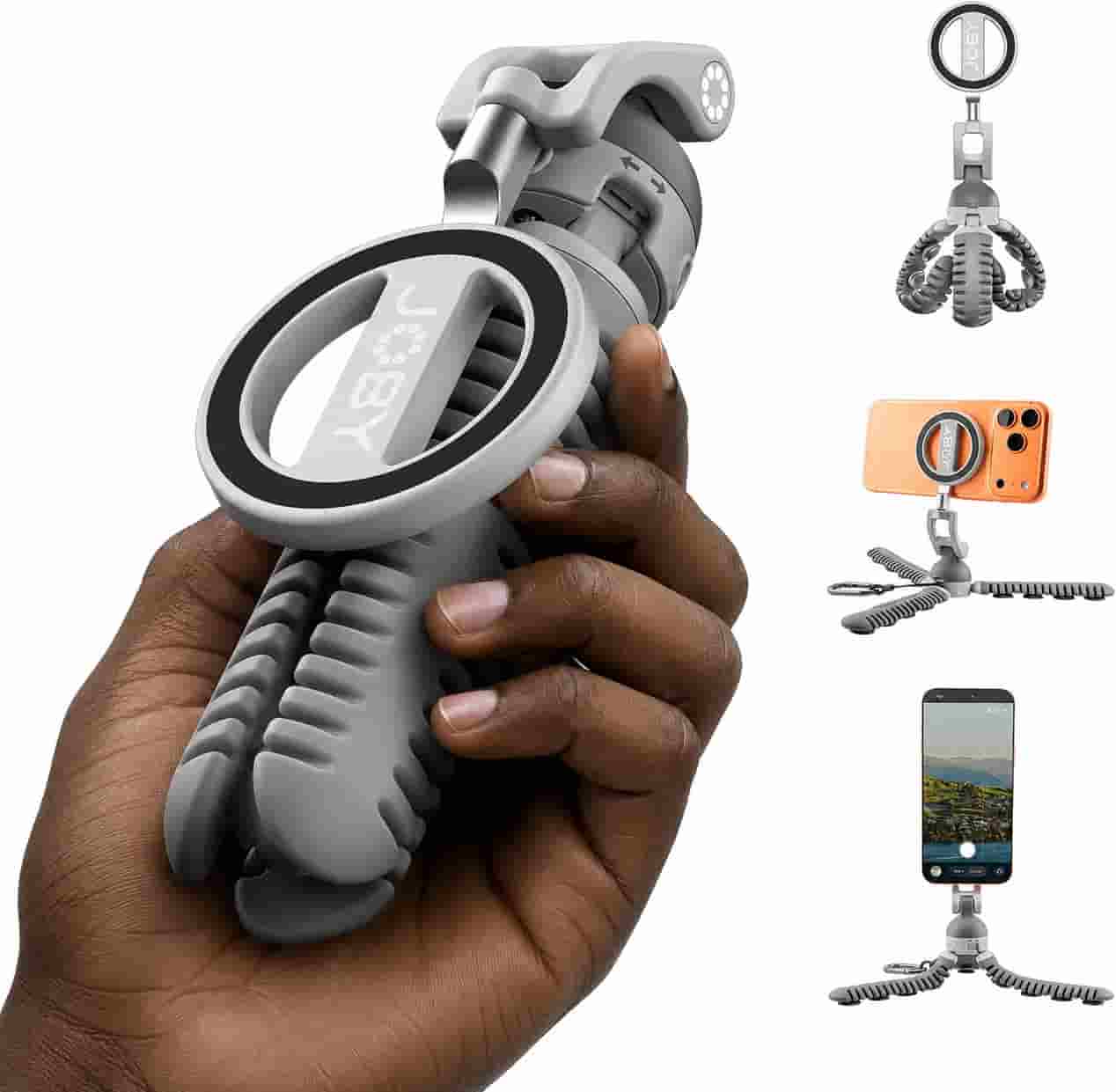 JOBY PZ01 Podzilla Octopus Suction Tripod Grey holding an iPhone in Lagos Nigeria