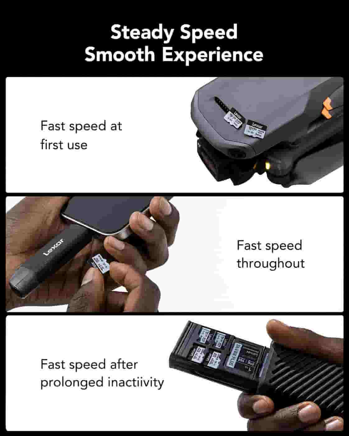 Lexar 64GB Silver Plus Nigeria SDXC memory card set up for camera photography in Lagos