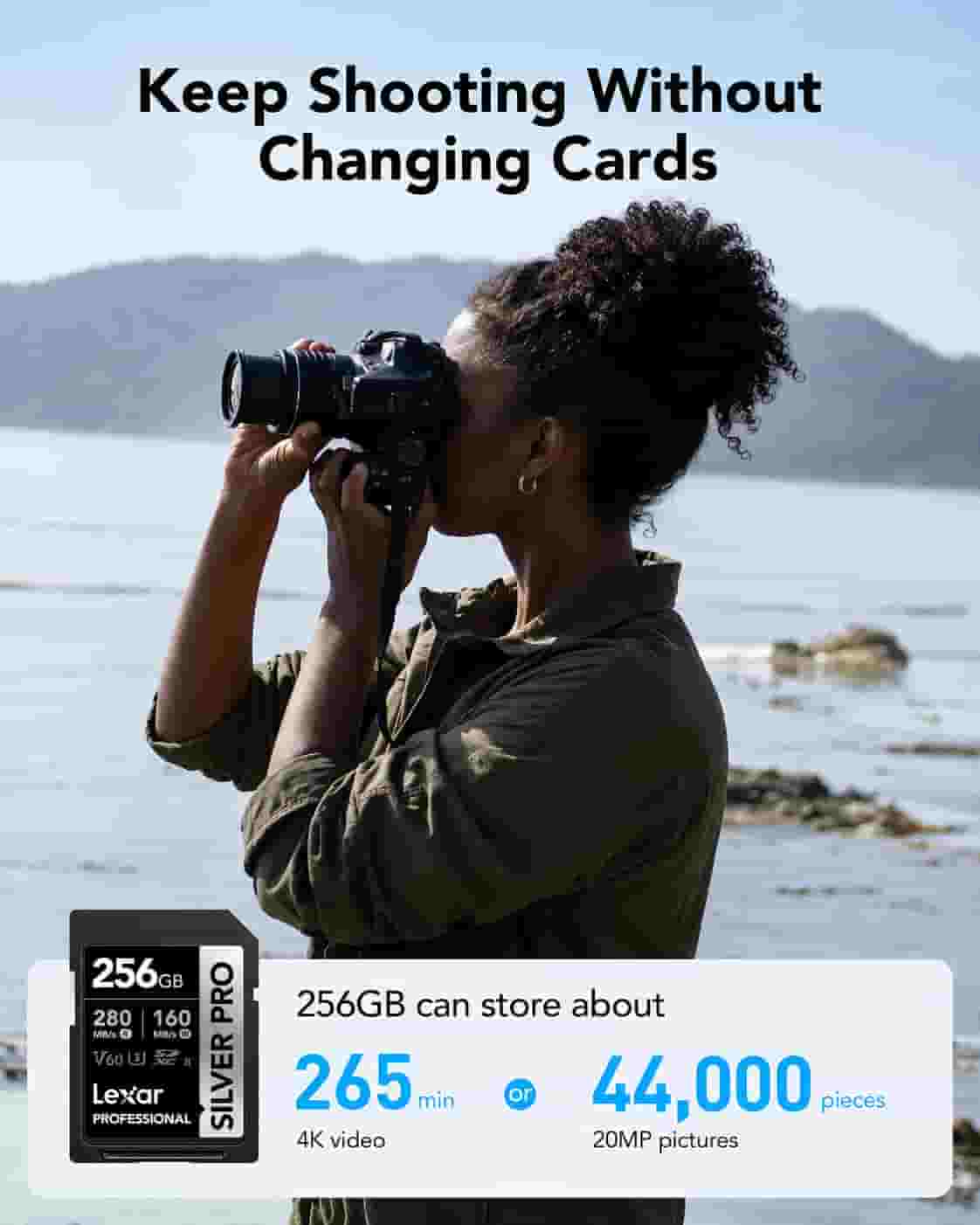 Lexar 256GB Professional V60 Nigeria memory card set up for 4K video recording in Lagos
