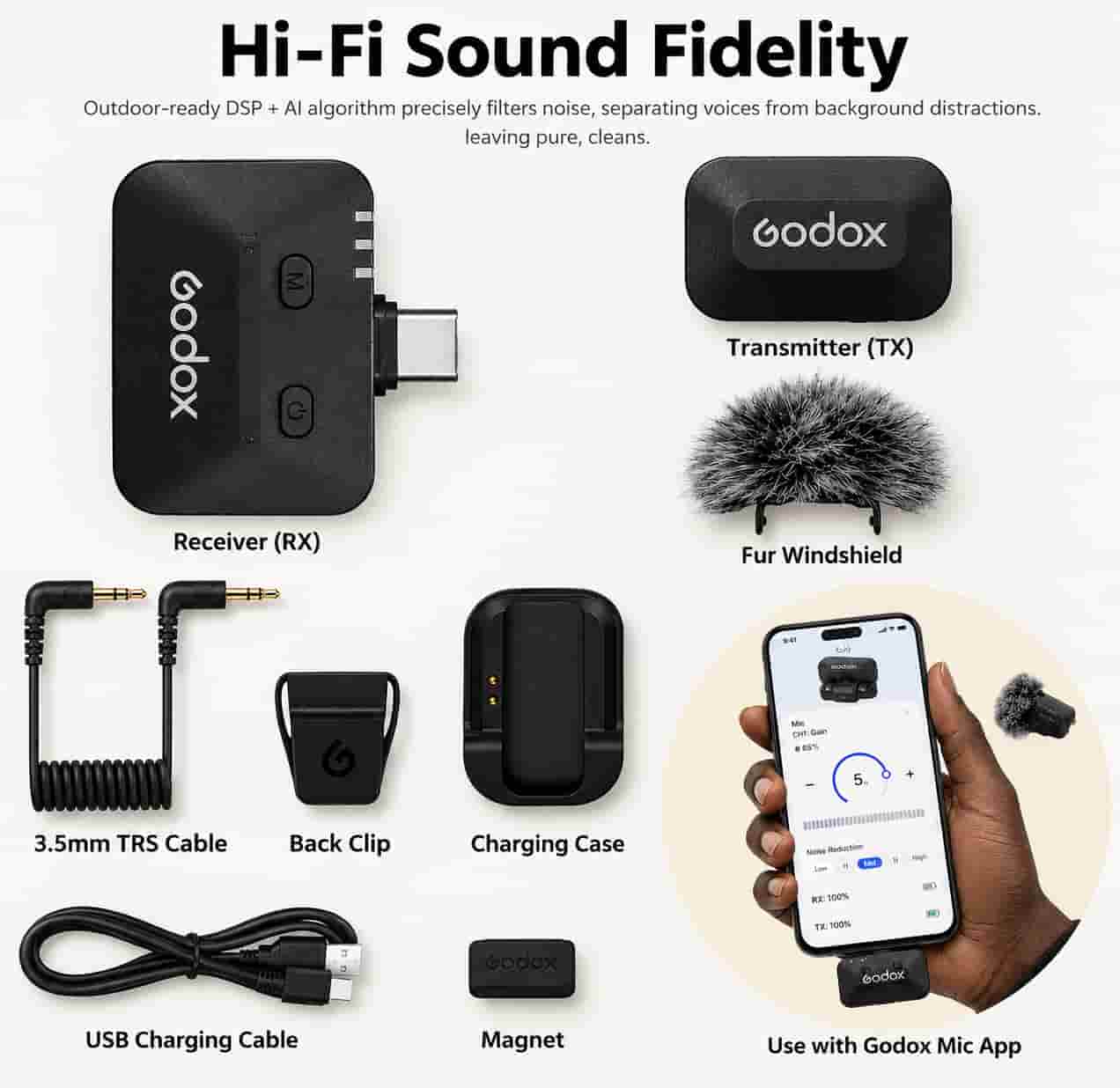 Godox Alink wireless microphone system with charging case in Lagos Nigeria.