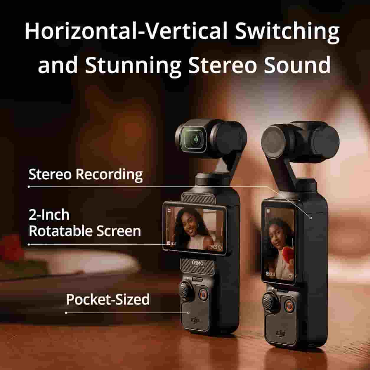 DJI Osmo Pocket 3 Vlogging Camera in Lagos, Nigeria handheld with rotated touchscreen