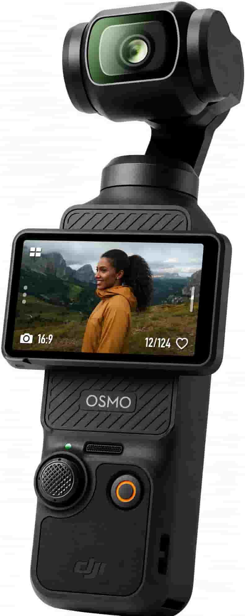 DJI Osmo Pocket 3 Vlogging Camera in Lagos, Nigeria handheld with rotated touchscreen