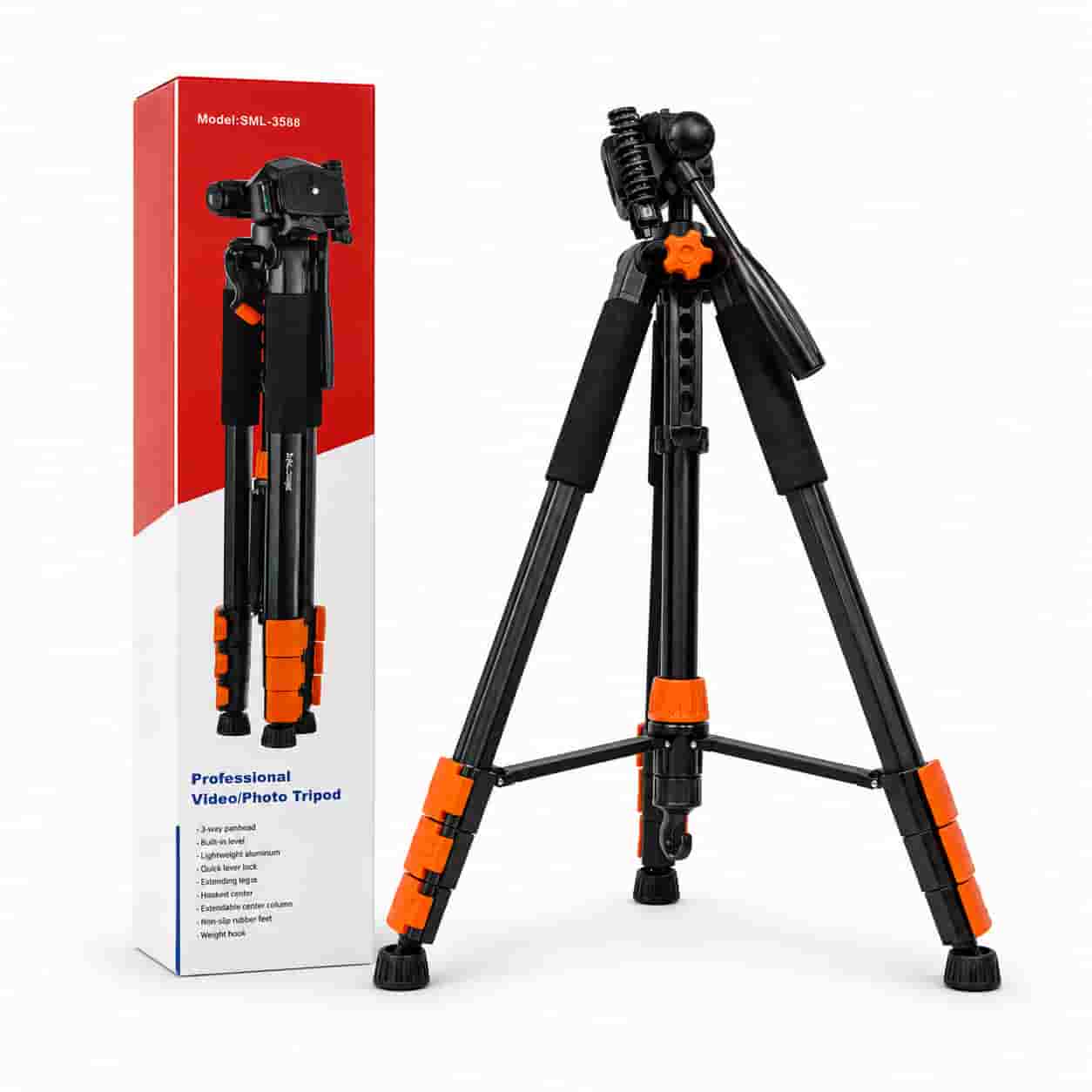 SML 3588 heavy duty camera tripod stand with 3-way pan head and phone holder