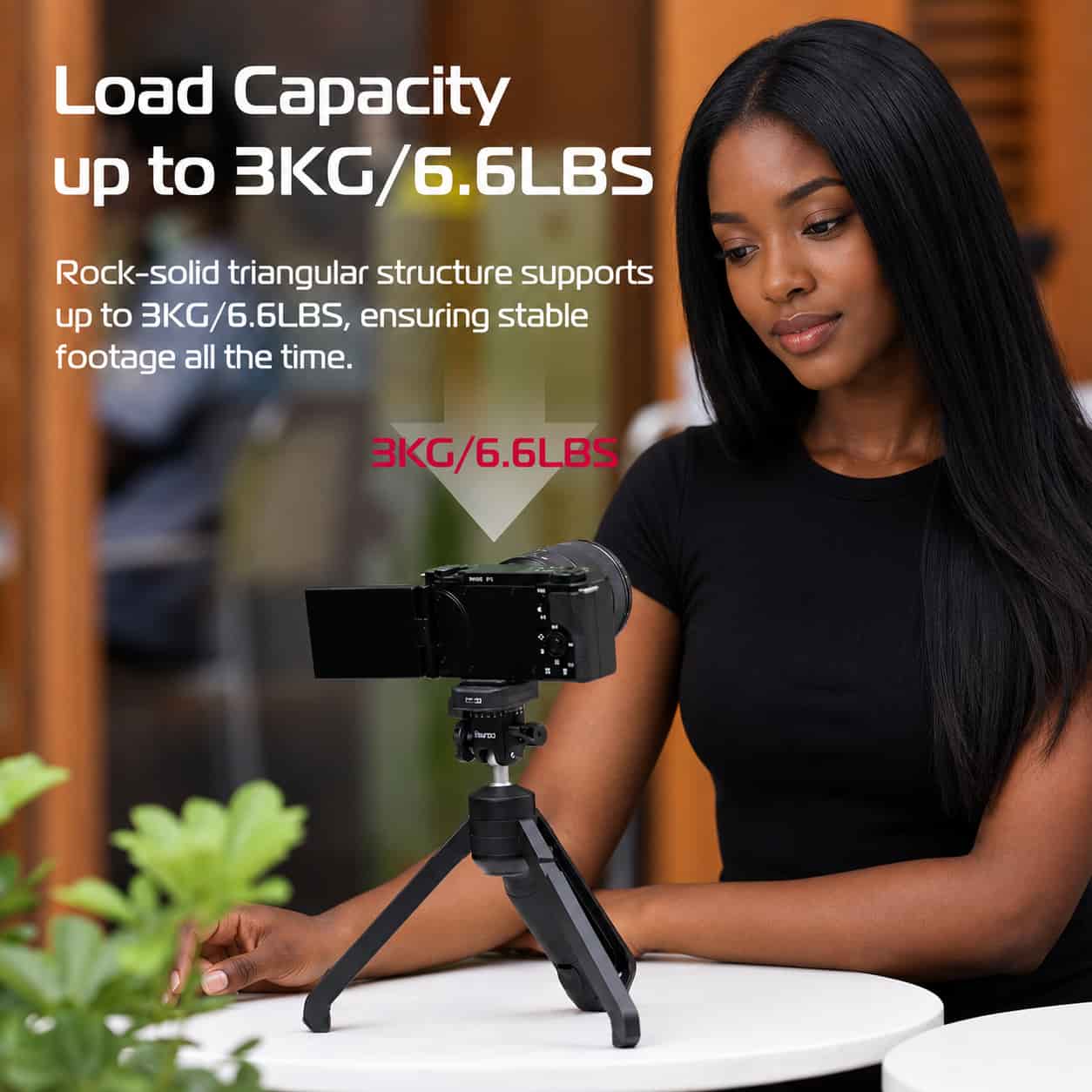Ulanzi TT38 Tripod lightweight carbon fiber travel camera tripod extended with camera mounted.