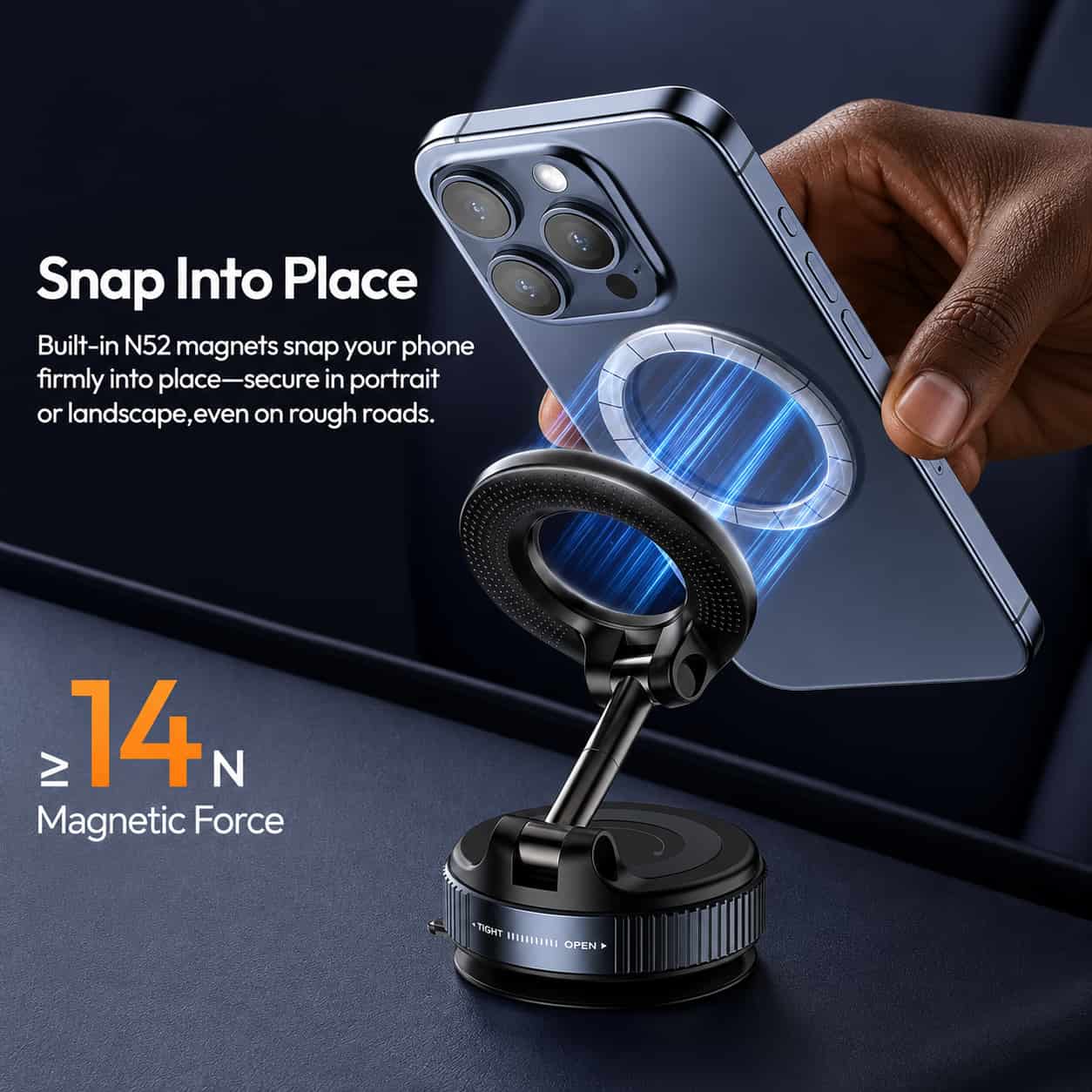 Ulanzi SK-25 Phone Suction Cup Holder car window mount with dual ball arm.