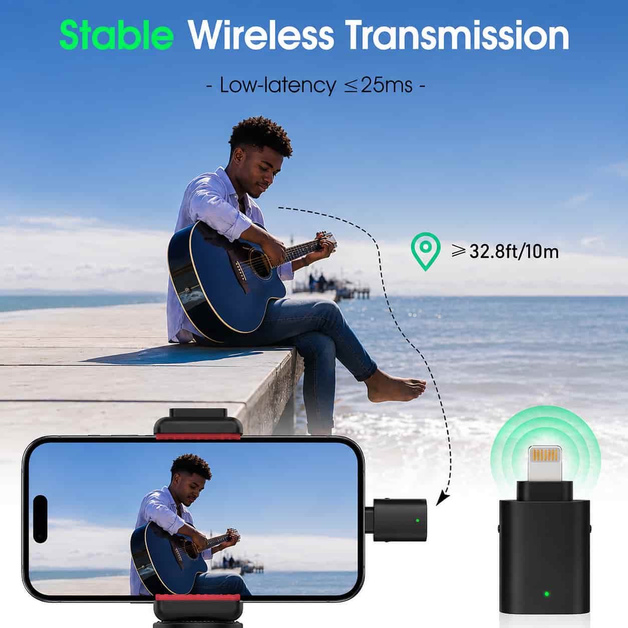 Ulanzi WM-10 Type C / iPhone Wireless Mic clip-on lavalier microphone system.