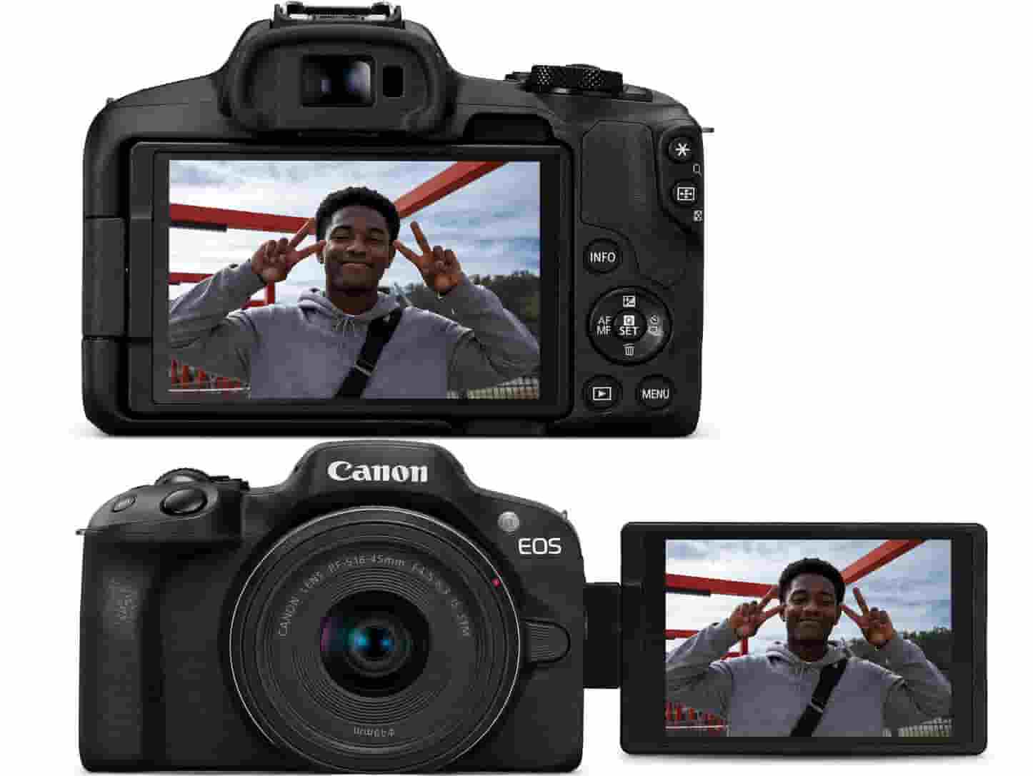 Canon EOS R50 Mirrorless Camera with RF-S 18-45mm Lens set up for vlogging in Lagos Nigeria
