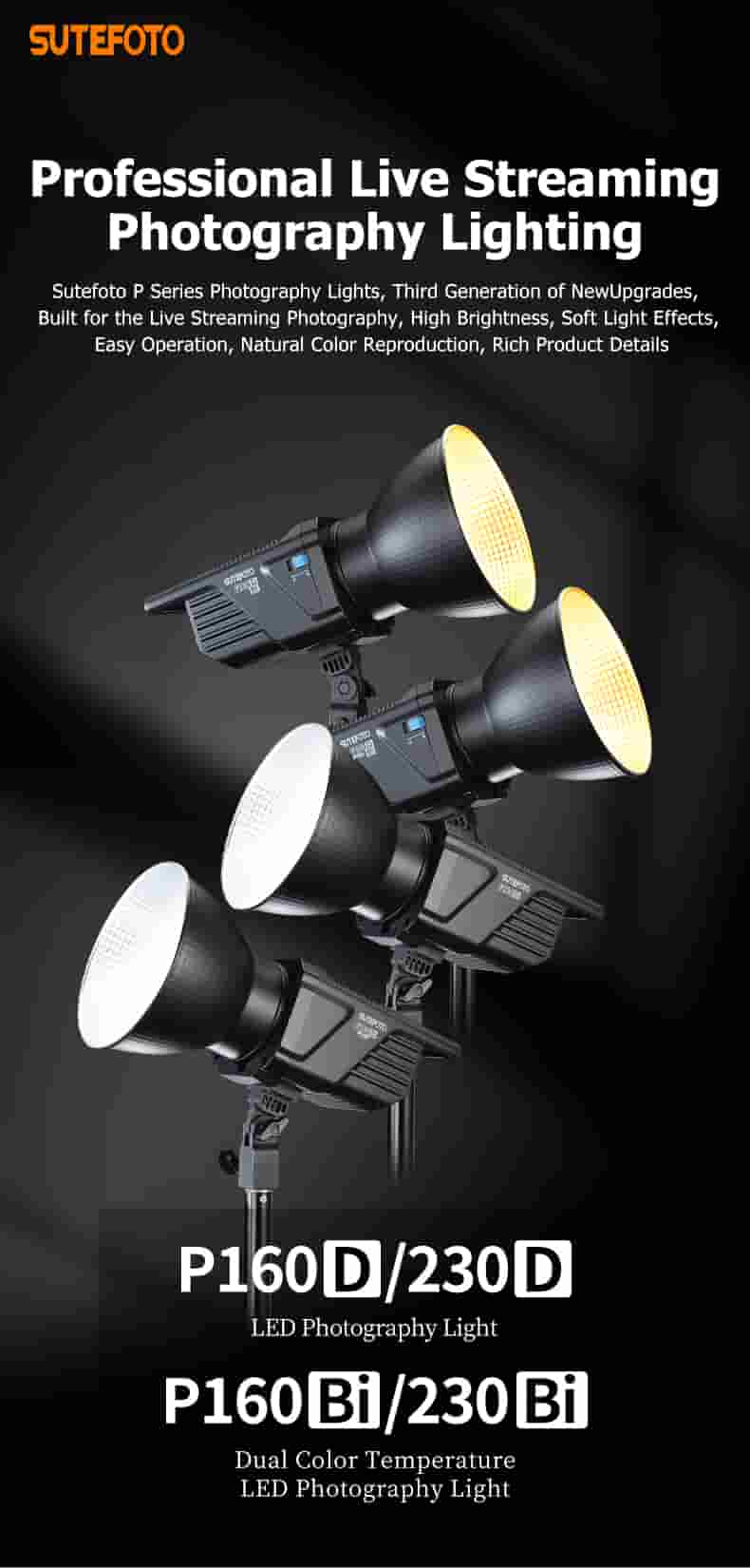 Sutefoto P230 Bi LED Video Light in Lagos, Nigeria mounted on a heavy-duty C-stand