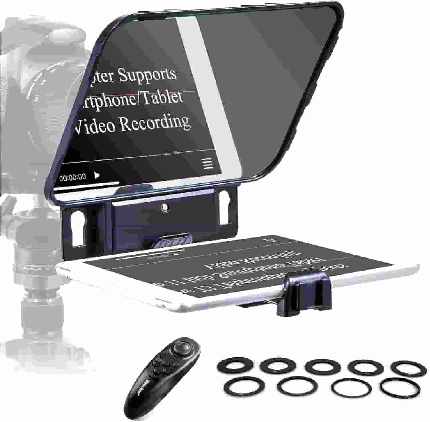 Desview T3 Teleprompter for Tablets and Smartphones in Lagos, Nigeria mounted on a DSLR camera lens