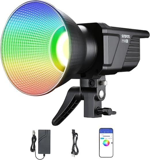 Sutefoto P160C RGB LED Panel Light in Lagos, Nigeria illuminated in multi-color RGB mode