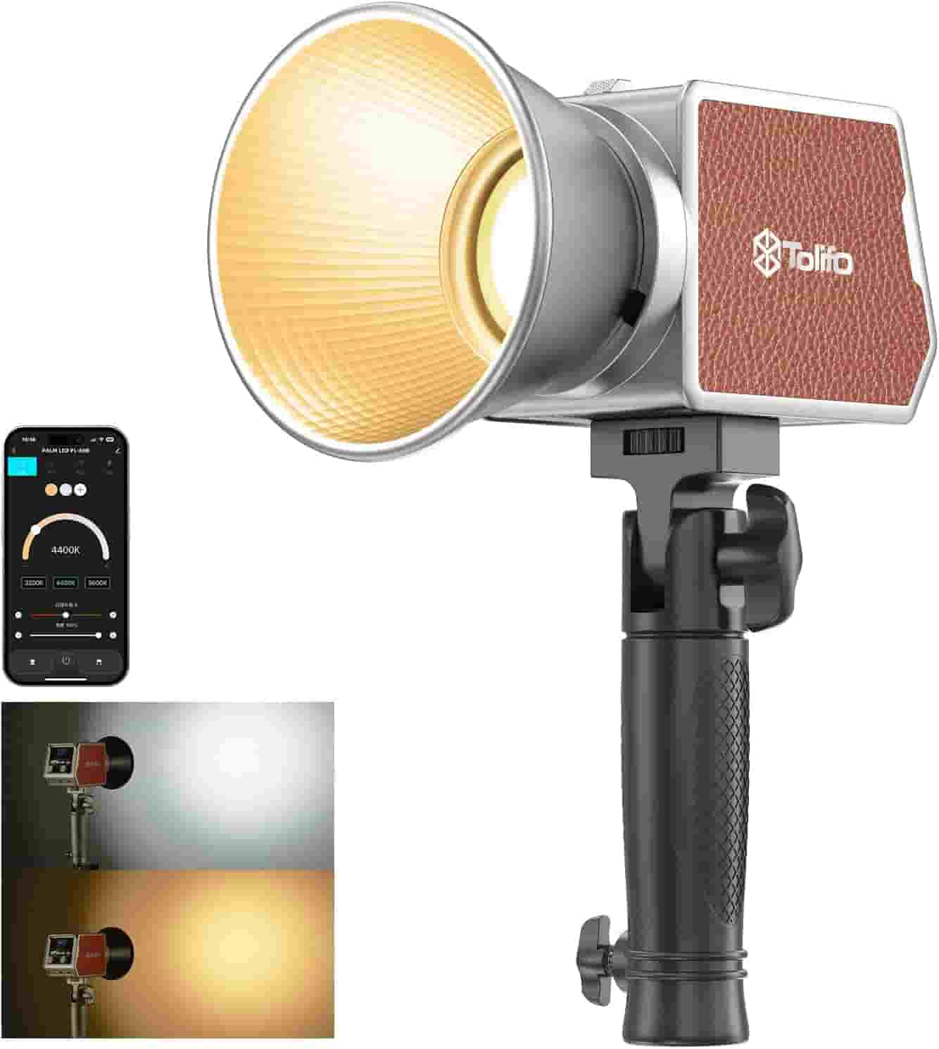 Tolifo Palm LED Video Light 60 Bi in Lagos, Nigeria mounted on a light stand