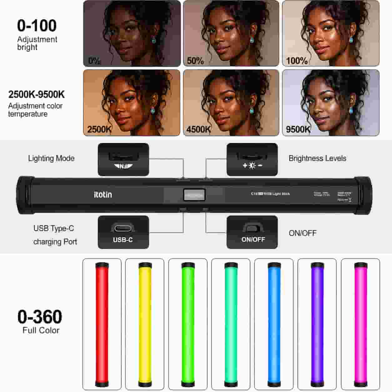 RGB Light Stick in Black Carton in Lagos, Nigeria illuminated in full color
