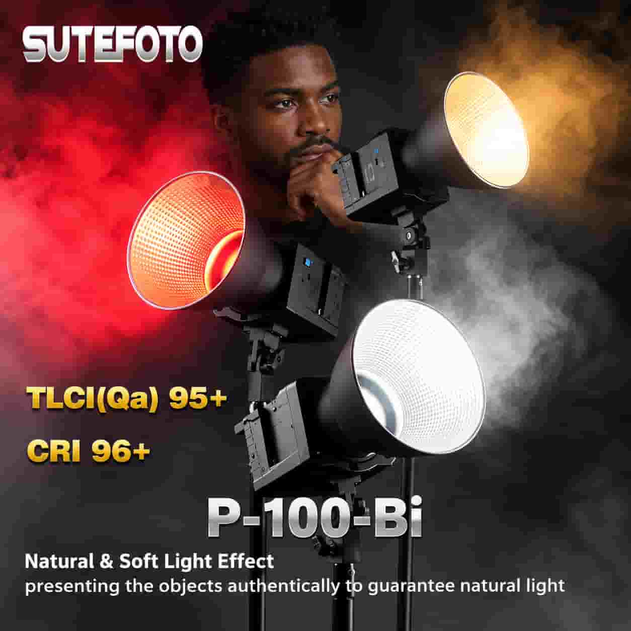 Sutefoto P100 Bi LED Video Light in Lagos, Nigeria mounted on a studio light stand