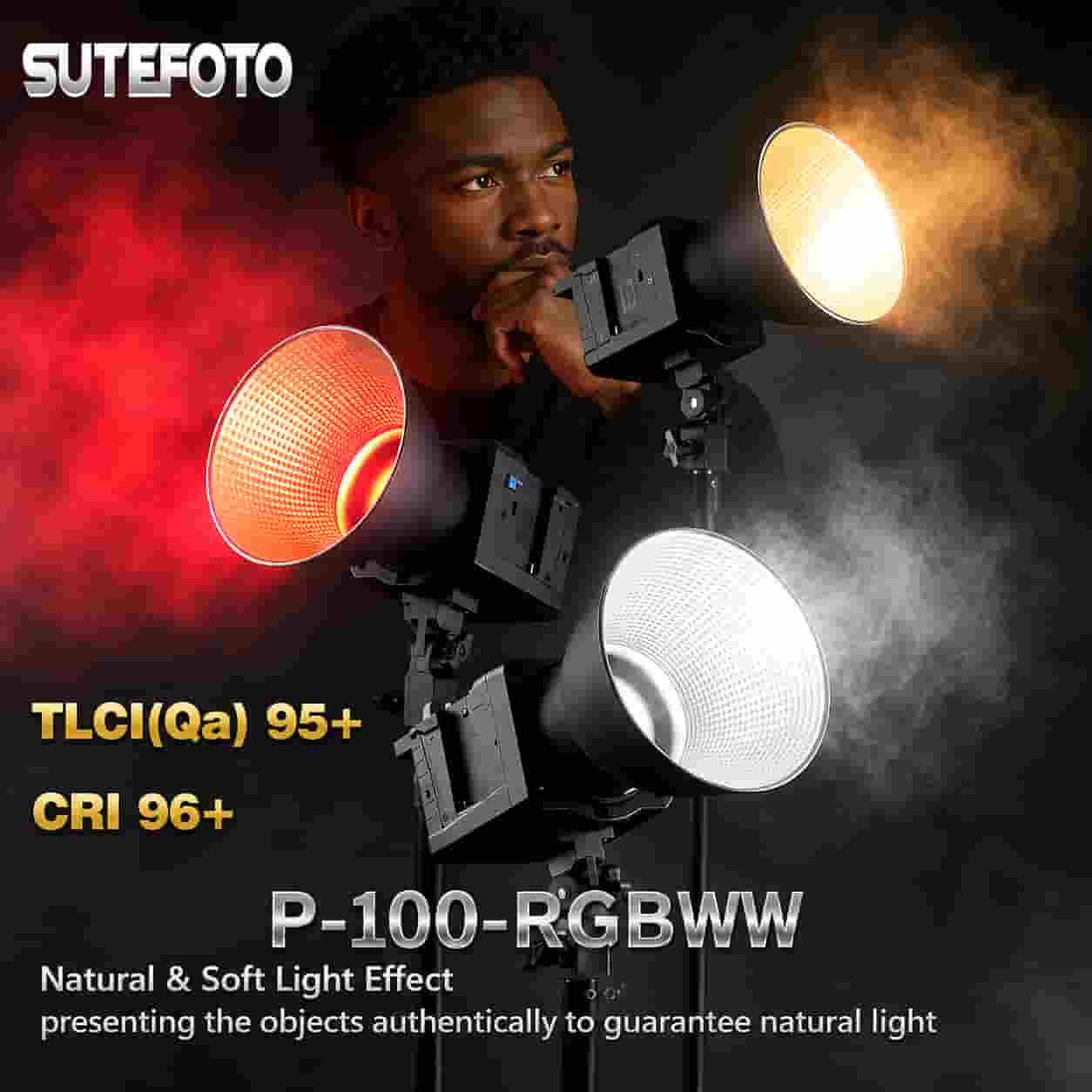 Sutefoto P100 RGB LED Video Light in Lagos, Nigeria illuminated in red color output