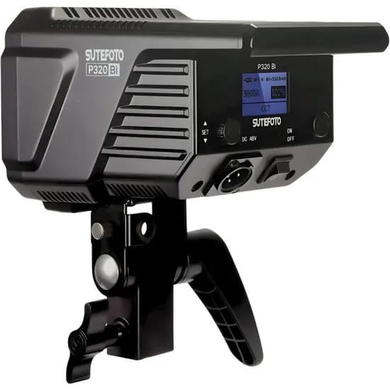 Sutefoto P320 LED Video Light in Lagos, Nigeria mounted on a heavy-duty studio C-stand