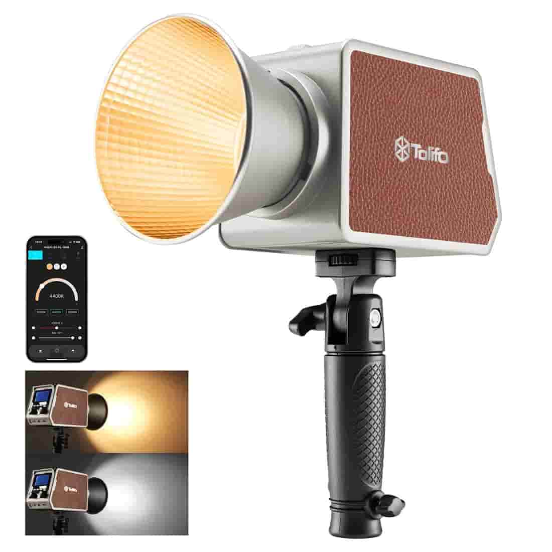 Tolifo Palm LED Video Light 100Bi in Lagos, Nigeria mounted on a studio light stand